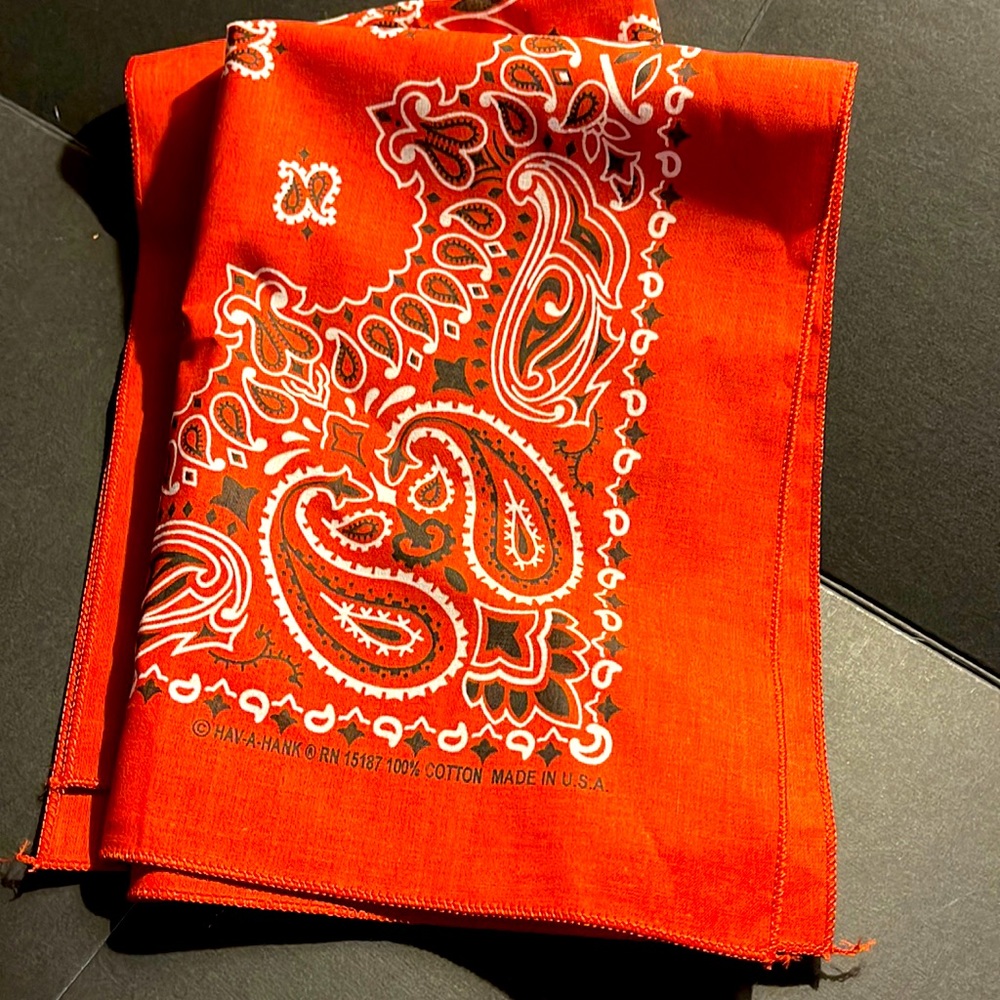 HAV-A-HANK 2-Sided PAISLEY BANDANA RED Scarf Handkerchief Made in USA-NEW